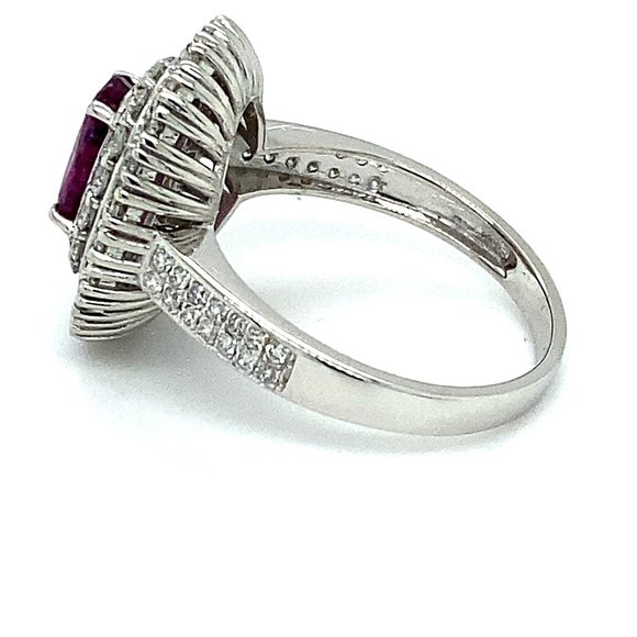 Certified Mozambique Ruby 1.05ct Diamonds Pla Ring - Picture 5 of 9